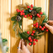 Christmas Wreath (21x21x4 cm) - Green & Red, X-Mas Wreath