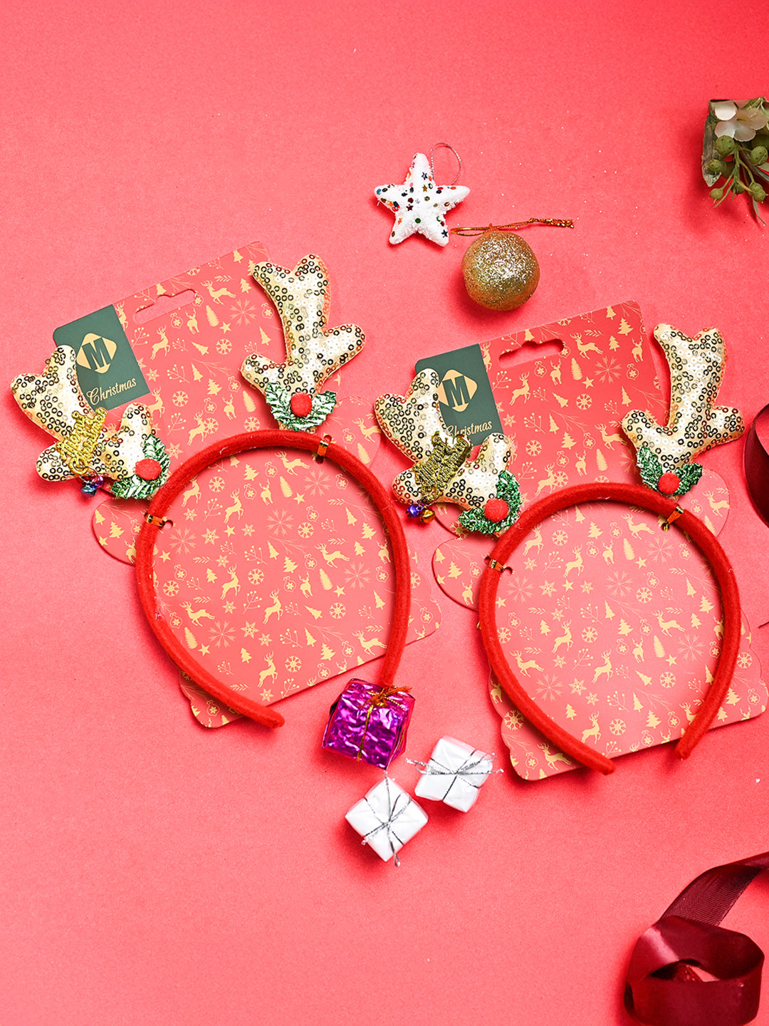 Christmas Headband Set Of 2 - Raindeer Horn