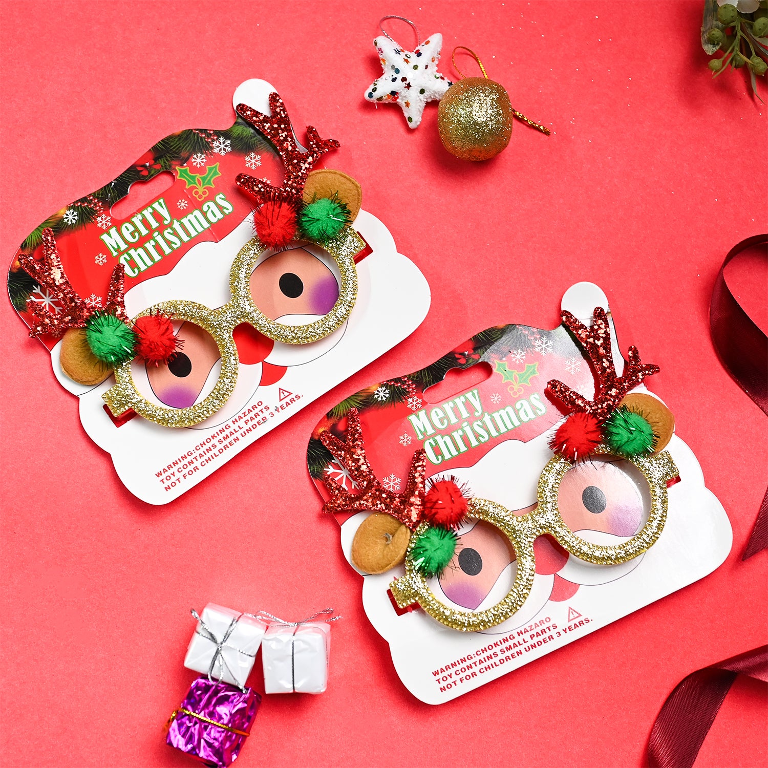 Christmas Party Spectacles Set Of 2 - Red, Party Accessories