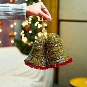 Christmas Decoration Bell Set Of 2 - Golden, X-Mas Hanging