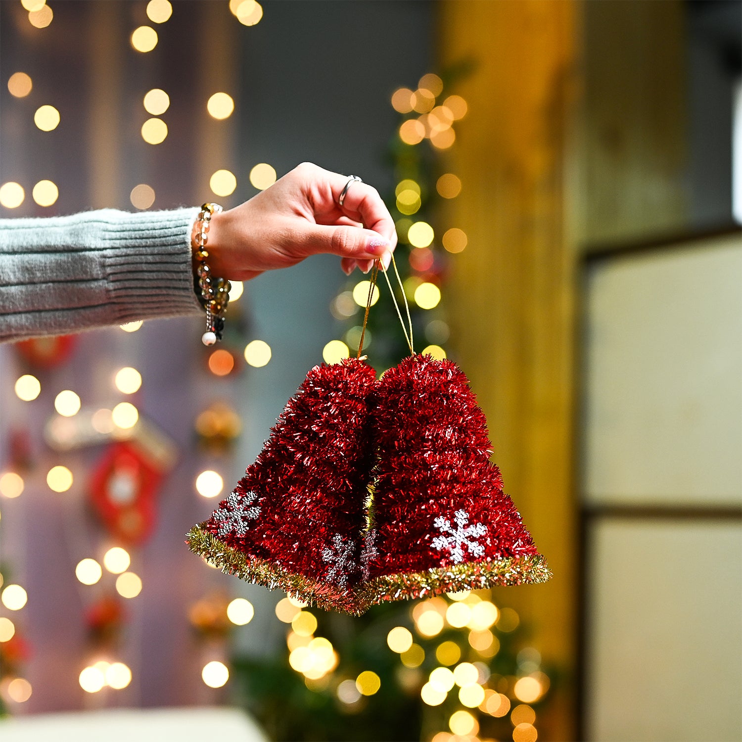 Christmas Decoration Bell Set Of 2 - Red, X-Mas Hanging