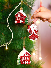 Christmas Decoration Set Of 3 Pcs  - Red, X-Mas Hanging