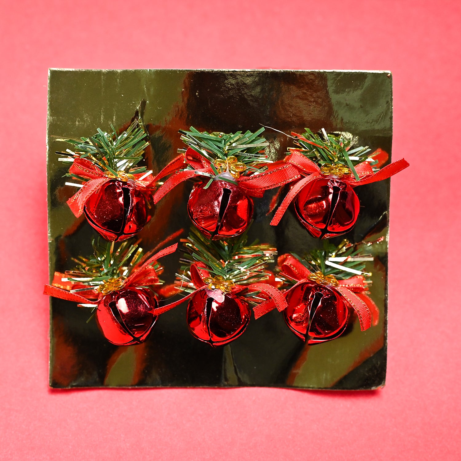 Christmas Hanging Bell Set Of 2 (12 Pcs ) - Red, X-Mas Hanging