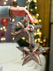 Christmas Decoration Star Set Of 2 - Silver, X-Mas Hanging