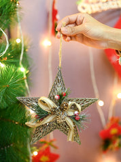 Christmas Decoration Star Set Of 2 - Silver, X-Mas Hanging