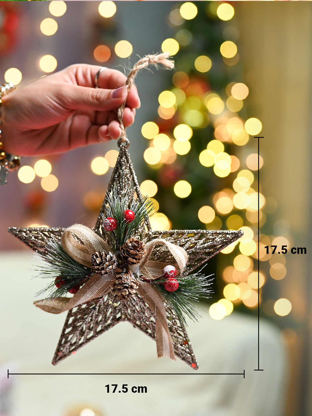 Christmas Decoration Star Set Of 2 - Silver, X-Mas Hanging