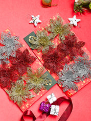 Christmas Decoration Star Set Of 2 (12 Pcs) - Golden & Silver, X-Mas Hanging