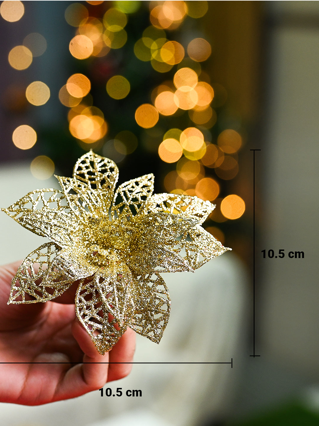 Christmas Decoration Star Set Of 2 (12 Pcs) - Golden & Silver, X-Mas Hanging