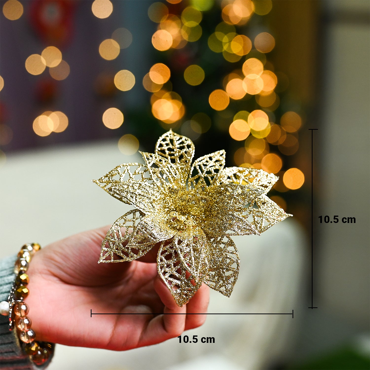 Christmas Decoration Star Set Of 2 (12 Pcs) - Golden & Silver, X-Mas Hanging