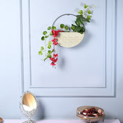 Large Wooden Hanging Planter – Light Green Embossed Design