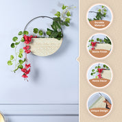 Large Wooden Hanging Planter – Light Green Embossed Design