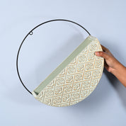 Large Wooden Hanging Planter – Light Green Embossed Design