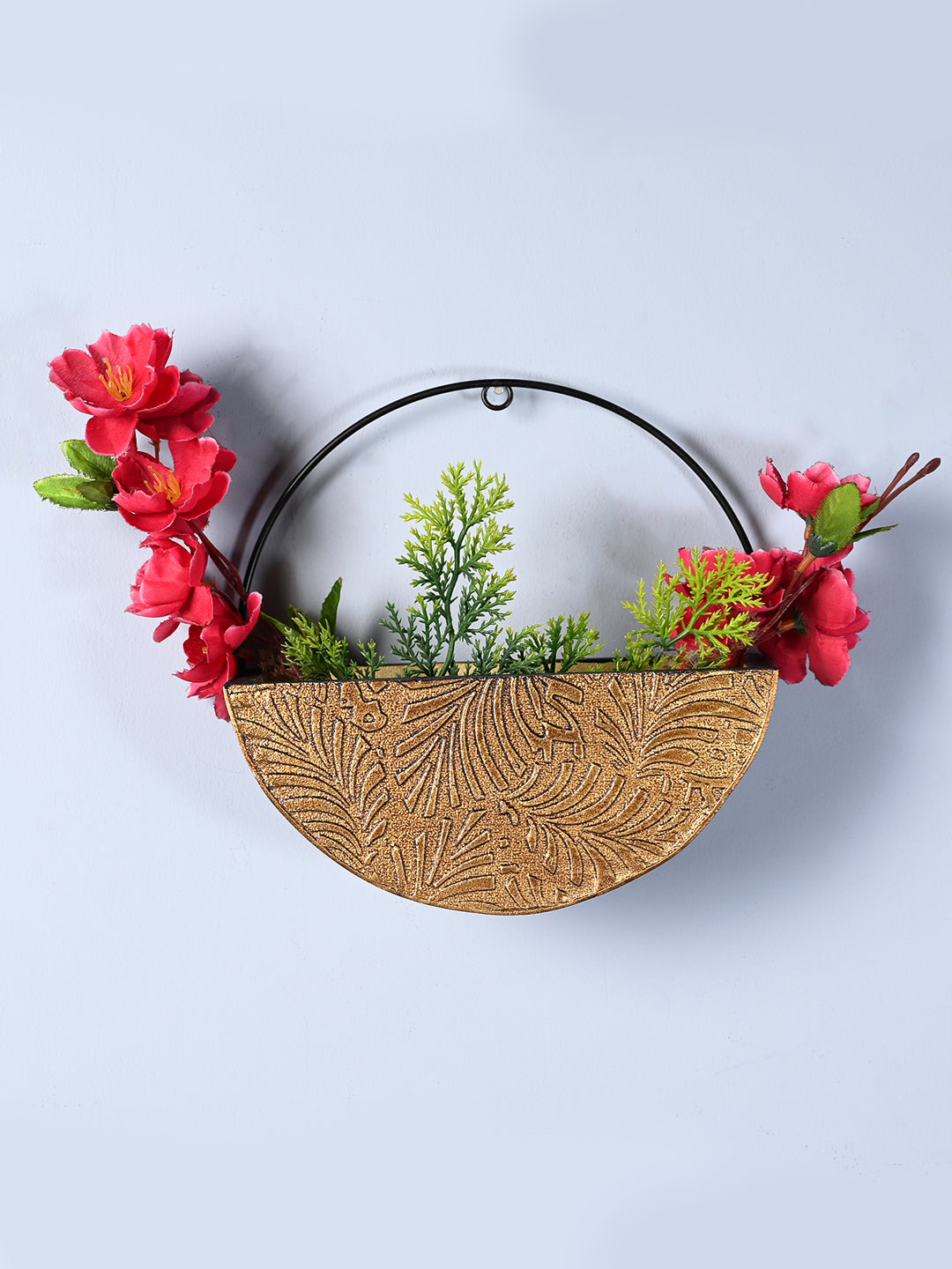 Large Wooden Hanging Planter – Antique Gold Embossed