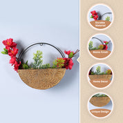 Large Wooden Hanging Planter – Antique Gold Embossed