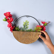 Large Wooden Hanging Planter – Antique Gold Embossed