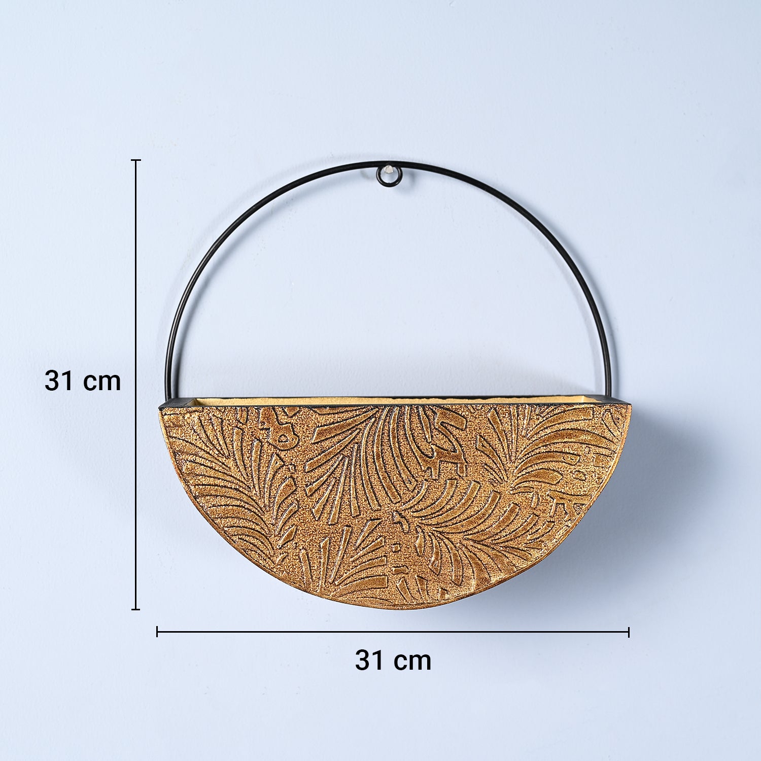 Large Wooden Hanging Planter – Antique Gold Embossed