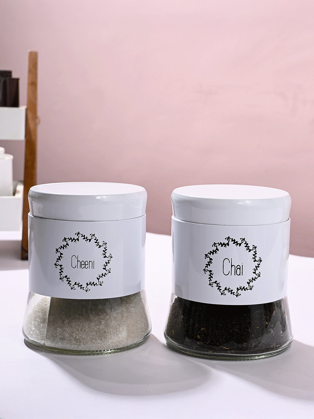 White Tea & Sugar Jar Set Of 2, Each 600mL