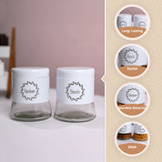 White Biscuit & Namkeen Jar Set Of 2, Each 600mL