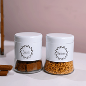 White Biscuit & Namkeen Jar Set Of 2, Each 600mL