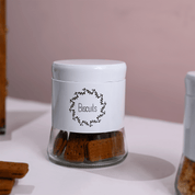 White Biscuit & Namkeen Jar Set Of 2, Each 600mL