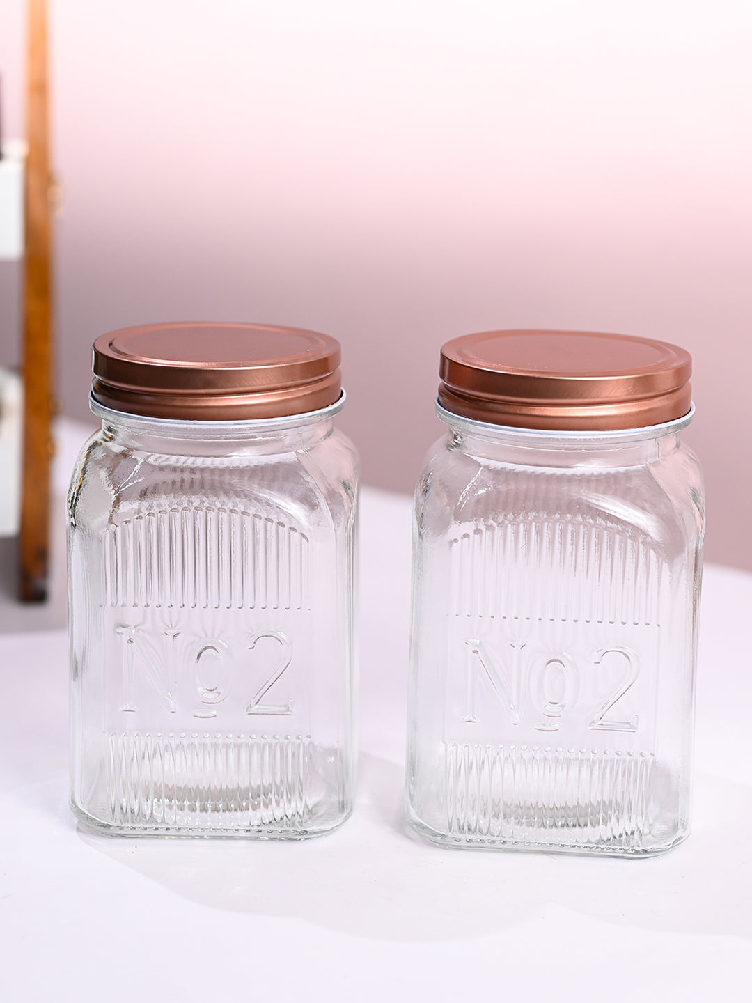 Pack Of 2 Glass Jar Set, 1100mL Each