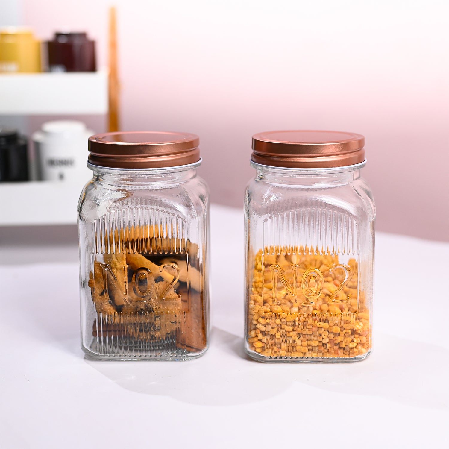 Pack Of 2 Glass Jar Set, 1100mL Each