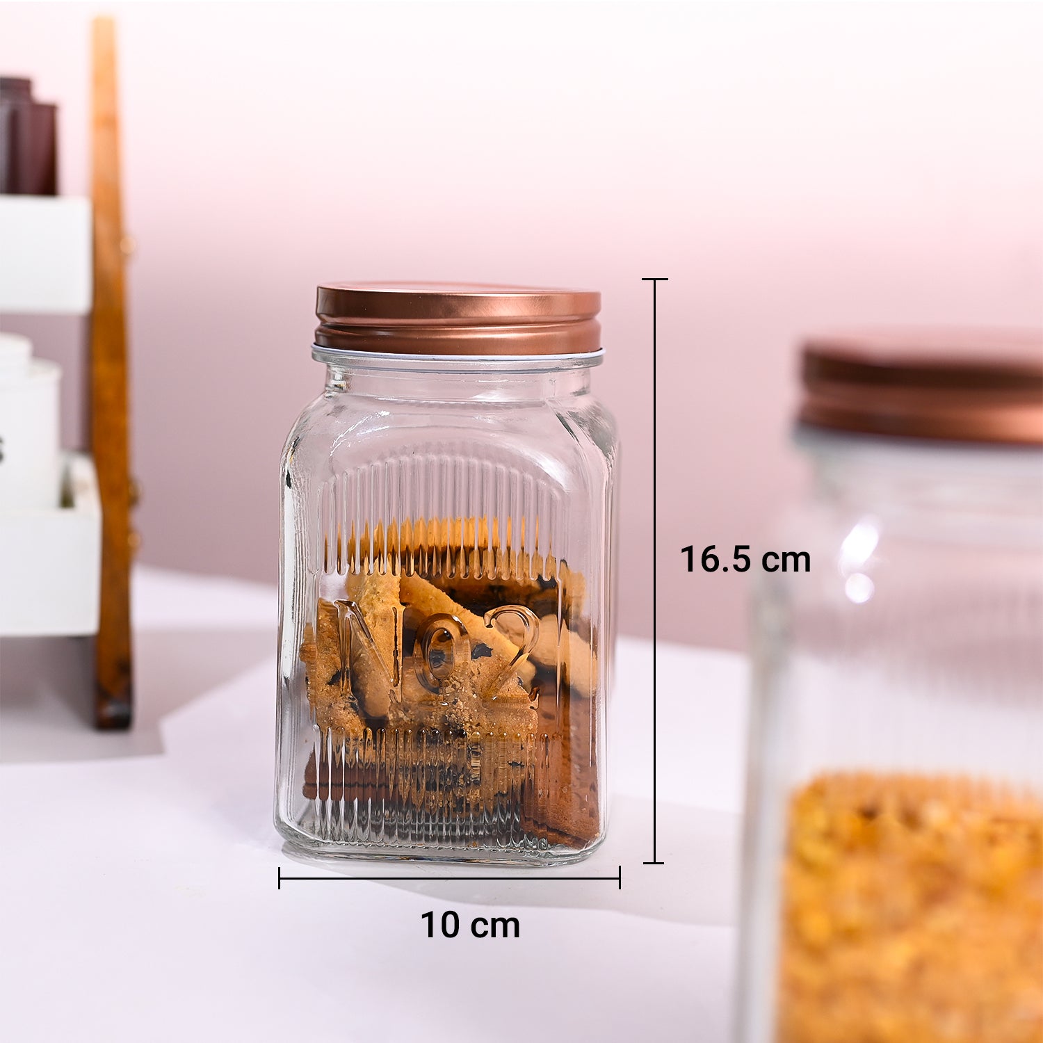 Pack Of 2 Glass Jar Set, 1100mL Each