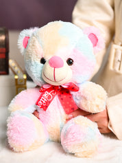 Rainbow Teddy Bear Toy With Neck Bow