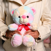 Rainbow Teddy Bear Toy With Neck Bow