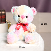 Rainbow Teddy Bear Toy With Neck Bow