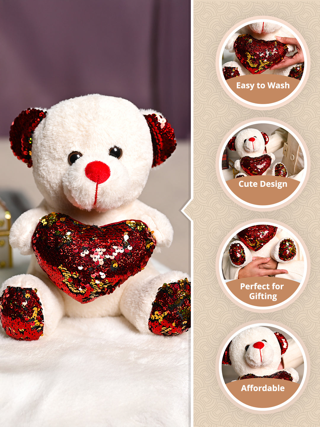 Smart Teddy Bear With Red Heart