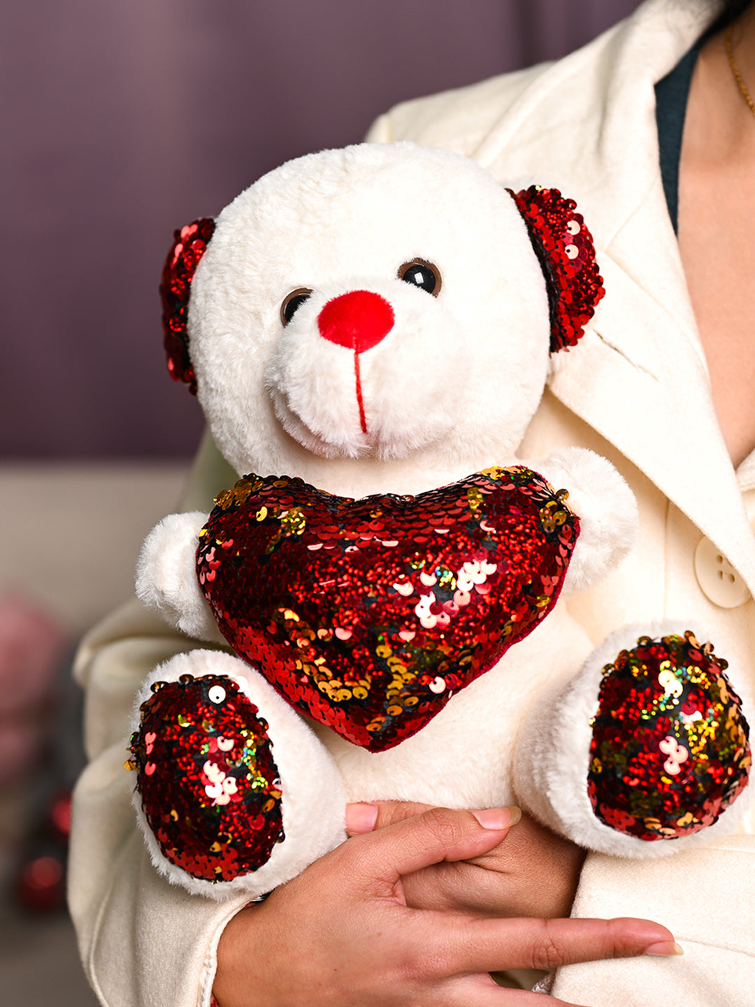 Smart Teddy Bear With Red Heart