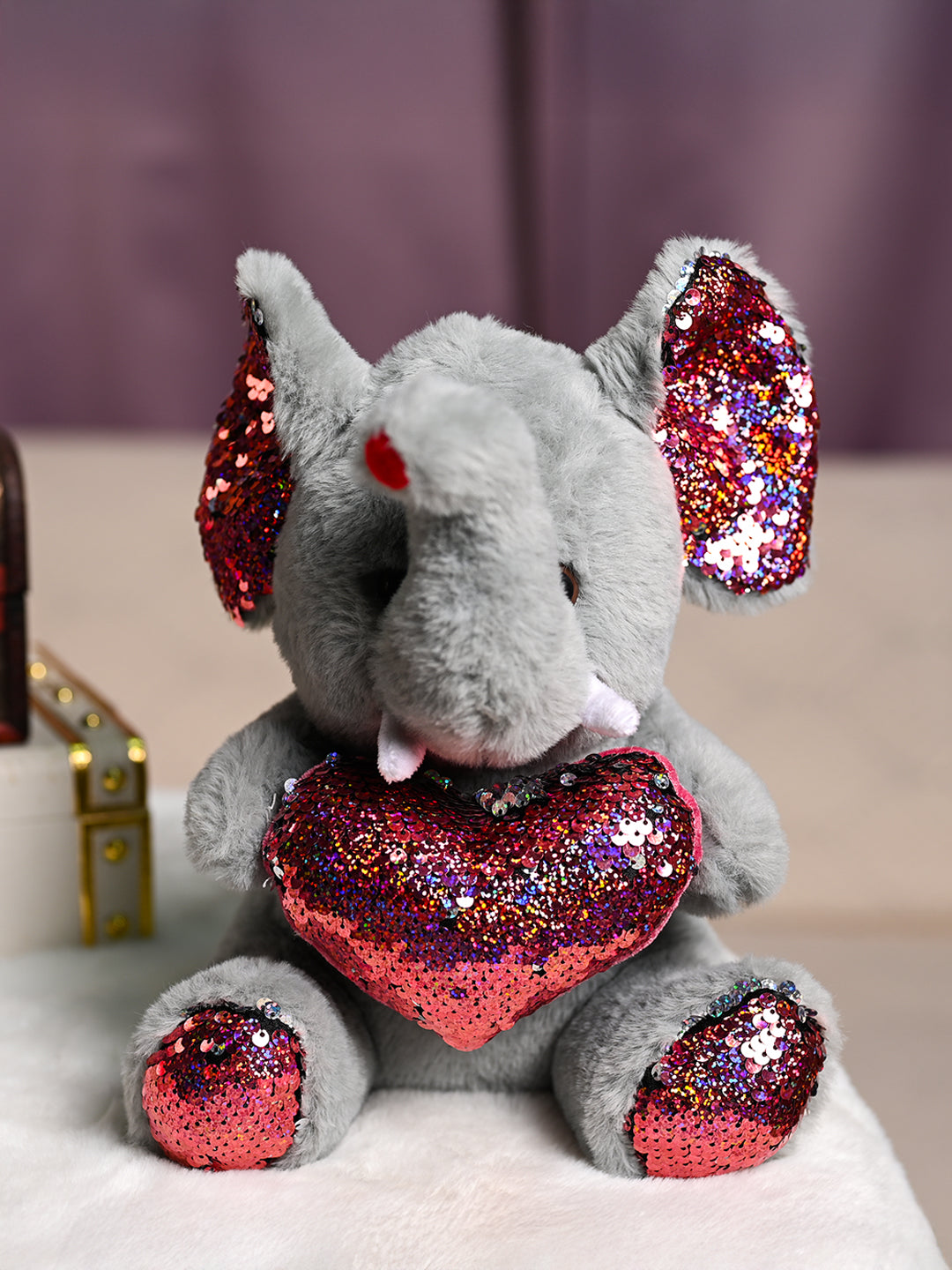 Plush Elephant Toy With Red Heart