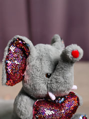 Plush Elephant Toy With Red Heart