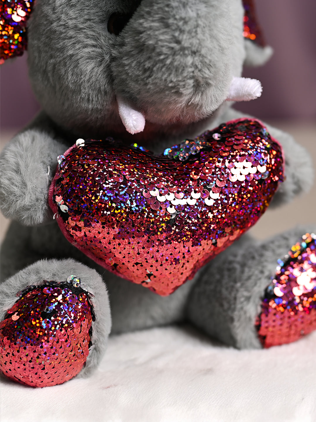 Plush Elephant Toy With Red Heart