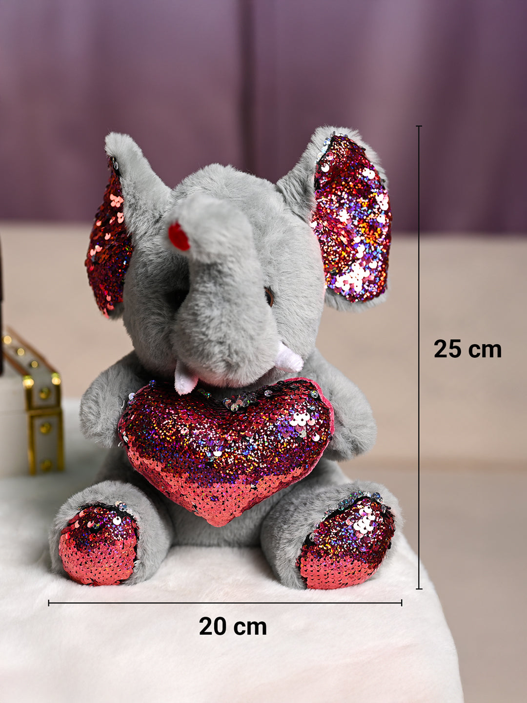 Plush Elephant Toy With Red Heart