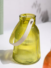 VON CASA Yellow Cylindrical Glass T-Light Holder