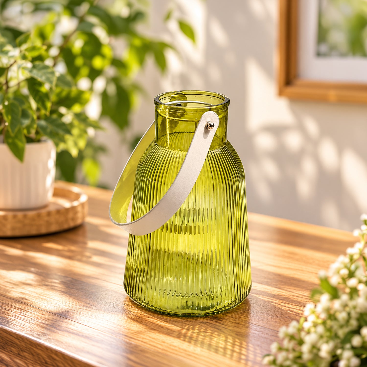 VON CASA Yellow Cylindrical Glass T-Light Holder