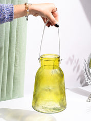 VON CASA Yellow Cylindrical Glass T-Light Holder