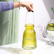 VON CASA Yellow Cylindrical Glass T-Light Holder
