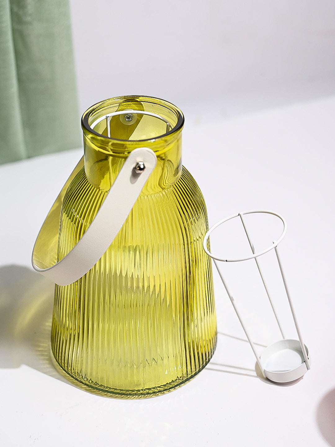 VON CASA Yellow Cylindrical Glass T-Light Holder