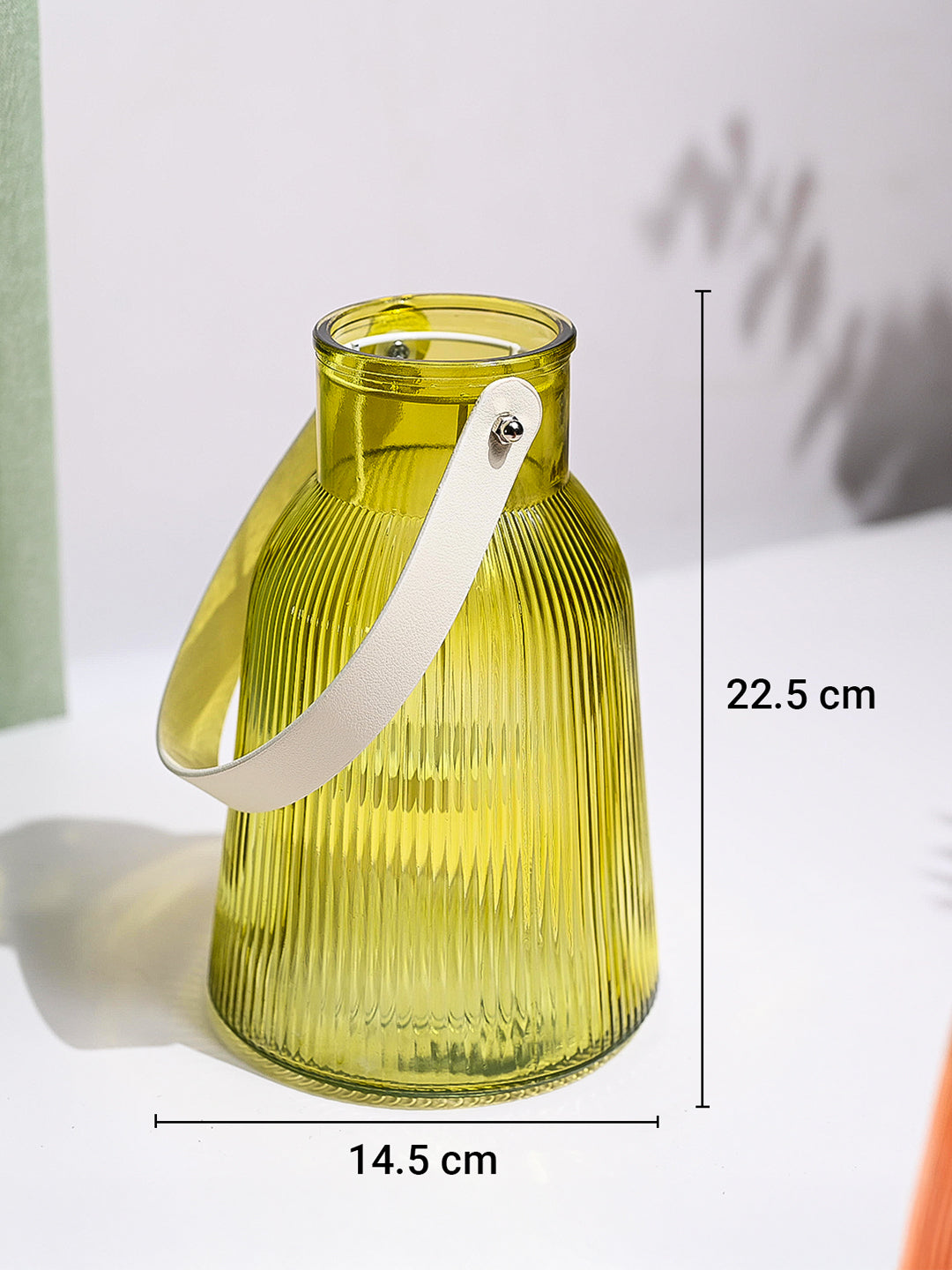 VON CASA Yellow Cylindrical Glass T-Light Holder