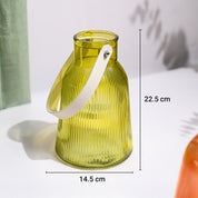 VON CASA Yellow Cylindrical Glass T-Light Holder