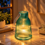 VON CASA Blue Cylindrical Glass T-Light Holder