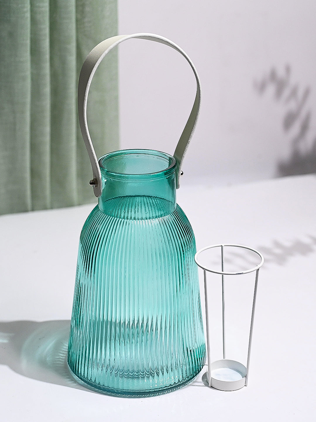 VON CASA Blue Cylindrical Glass T-Light Holder