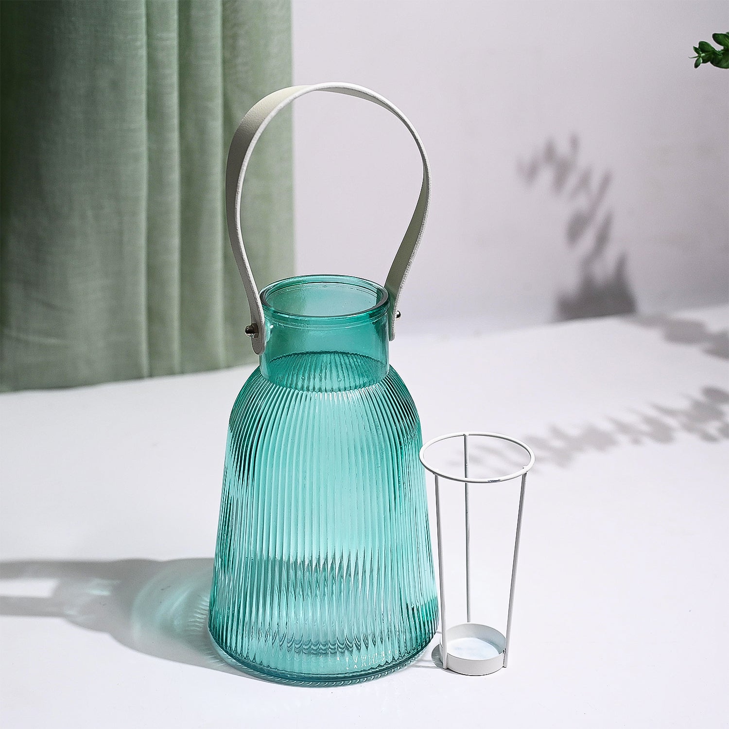 VON CASA Blue Cylindrical Glass T-Light Holder