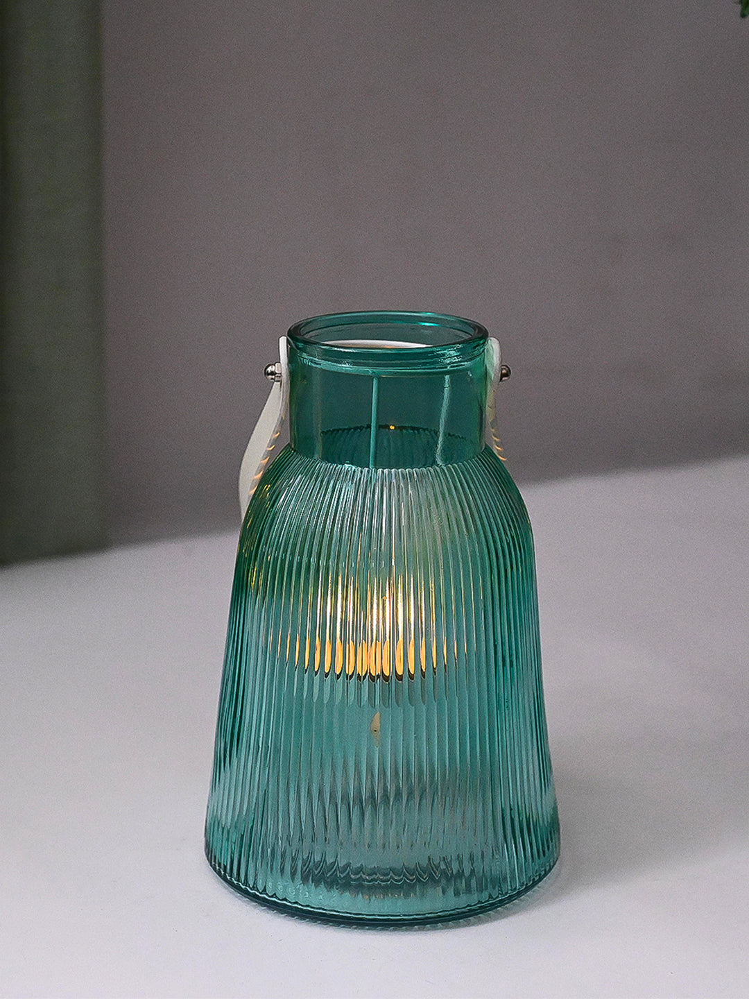 VON CASA Blue Cylindrical Glass T-Light Holder