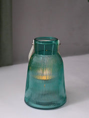 VON CASA Blue Cylindrical Glass T-Light Holder