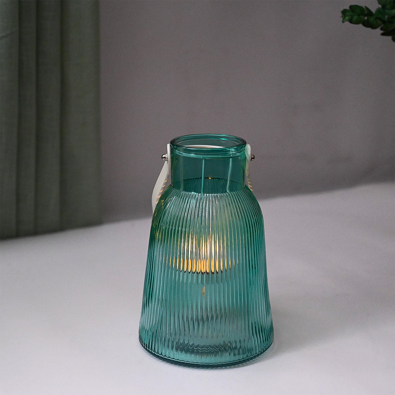 VON CASA Blue Cylindrical Glass T-Light Holder