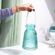 VON CASA Blue Cylindrical Glass T-Light Holder